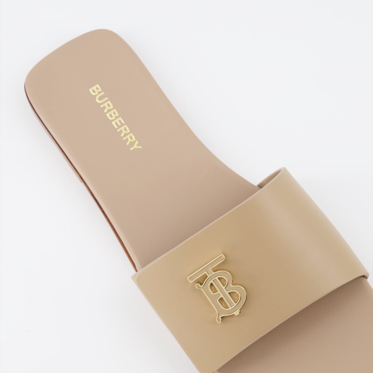 Chaussures ouvertes Claquettes en cuir Burberry Beige Femme