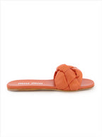 Open shoes Leather slides Miu Miu Orange Women