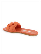 Open shoes Leather slides Miu Miu Orange Women