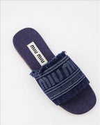 Baskets Claquettes en denim Miu Miu Bleu foncé Femme