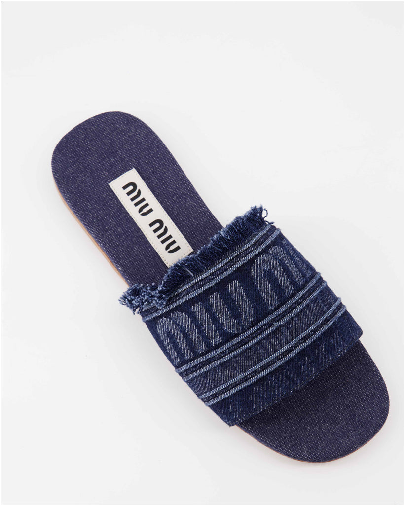 Baskets Claquettes en denim Miu Miu Bleu foncé Femme