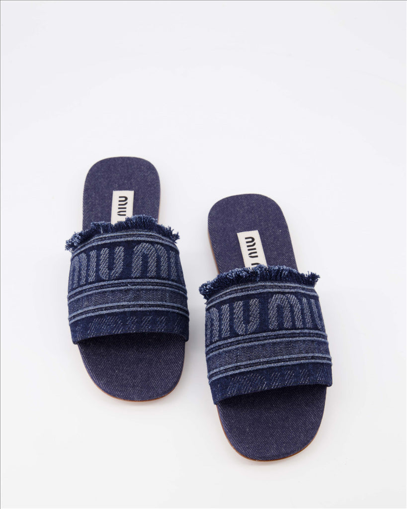 Baskets Claquettes en denim Miu Miu Bleu foncé Femme