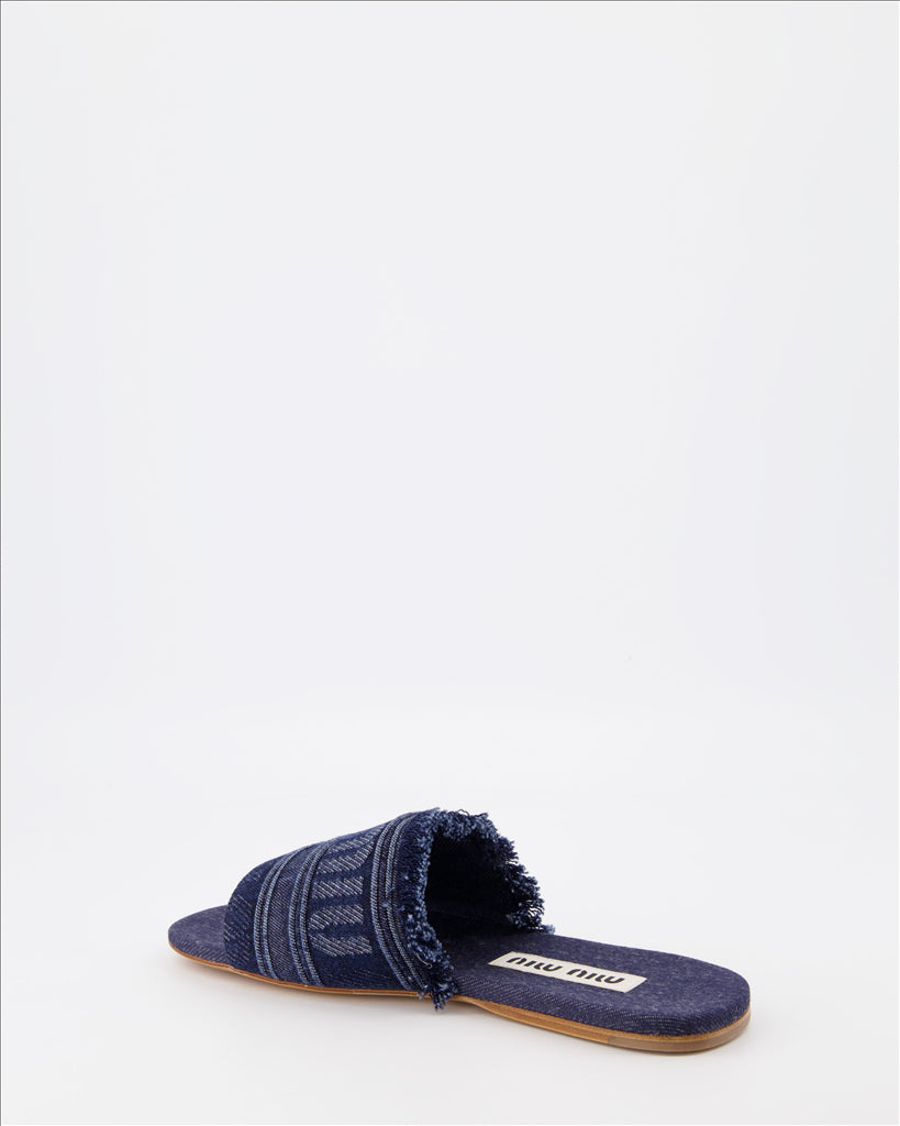 Baskets Claquettes en denim Miu Miu Bleu foncé Femme