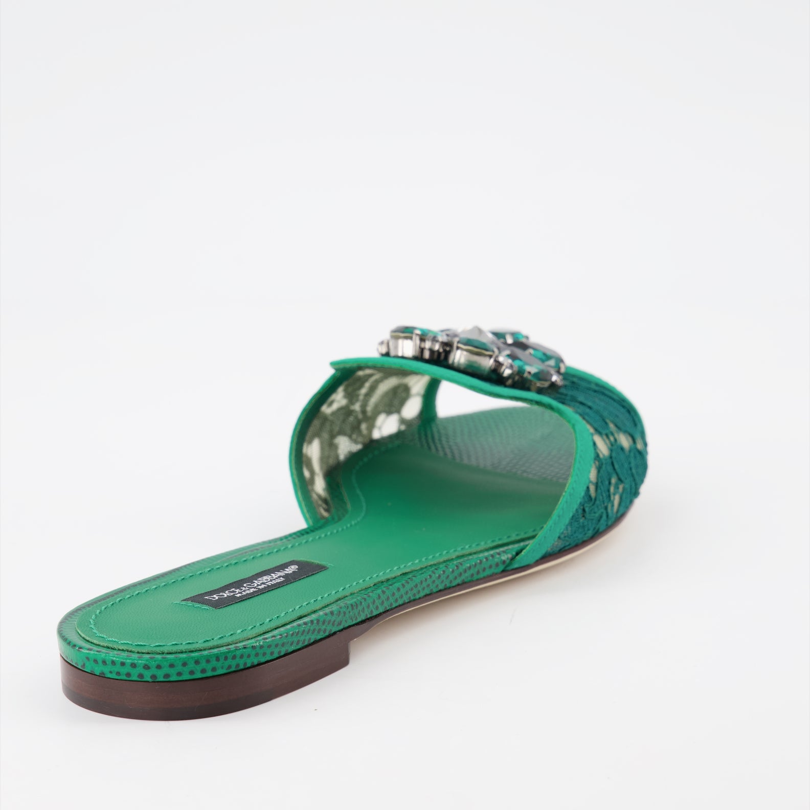 Offene schuhe Claquettes en dentelle Dolce & Gabbana Grün Femme