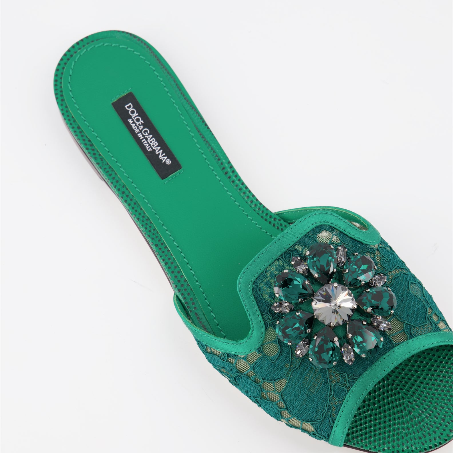 Offene schuhe Claquettes en dentelle Dolce & Gabbana Grün Femme