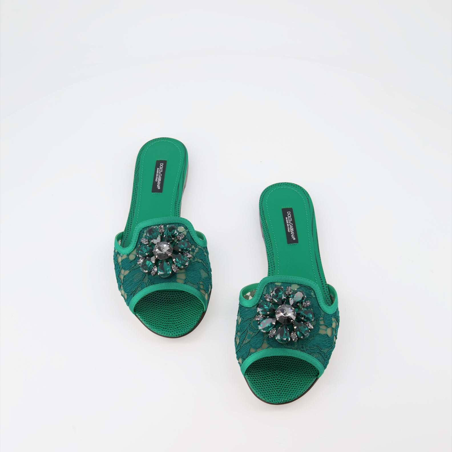 Offene schuhe Claquettes en dentelle Dolce & Gabbana Grün Femme