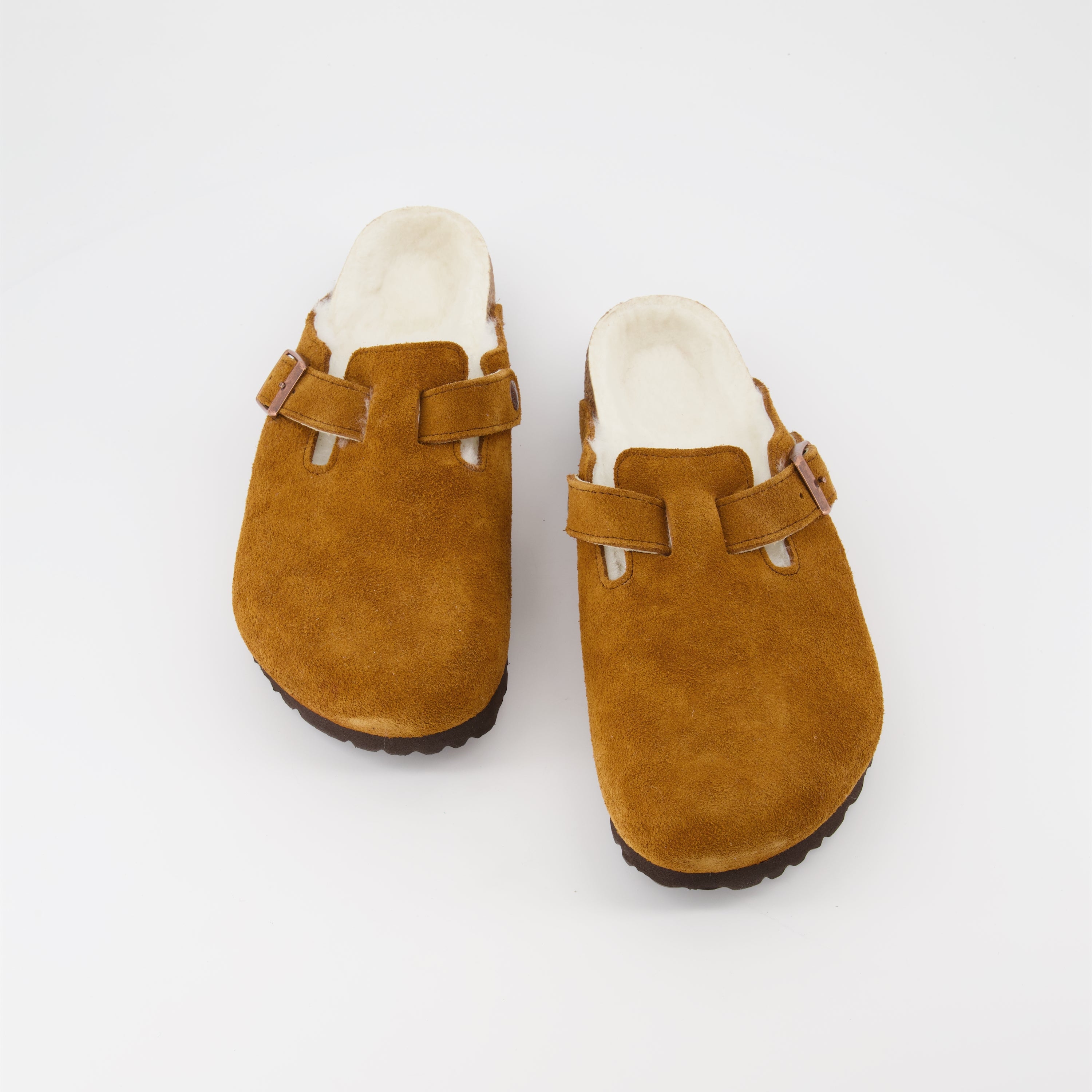 Open shoes Fur slides Birkenstock Brown Man