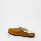 Open shoes Fur slides Birkenstock Brown Man