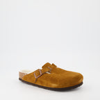 Open shoes Fur slides Birkenstock Brown Man