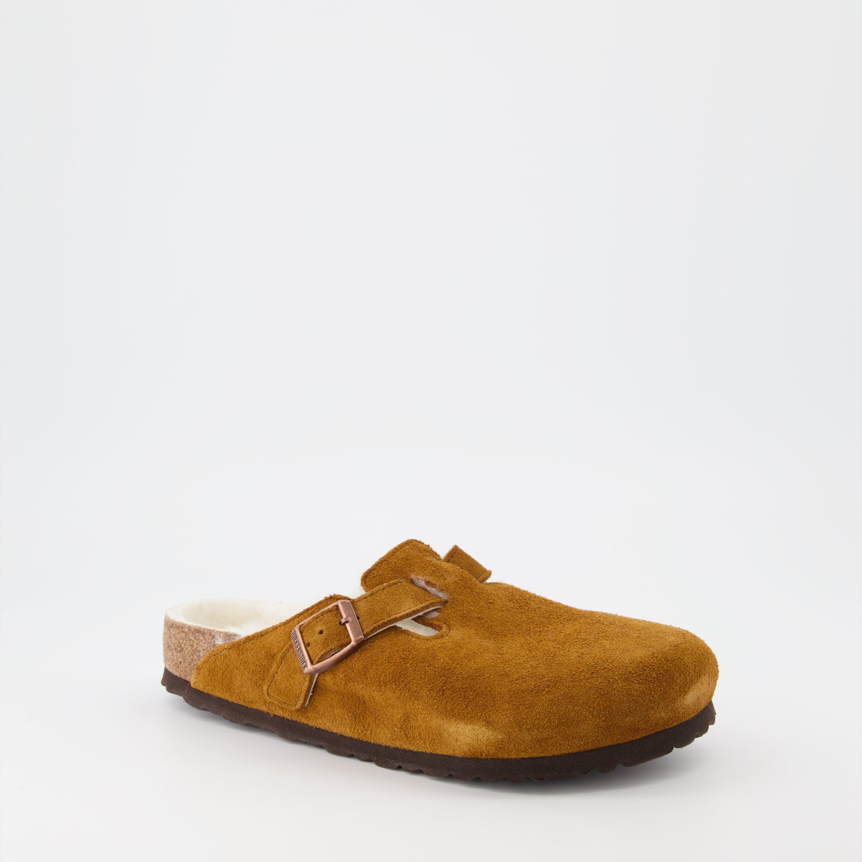 Open shoes Fur slides Birkenstock Brown Man
