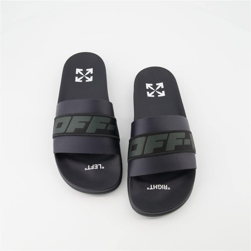 Off White Sliders Mens Off-White Logo Slides For Men Black In