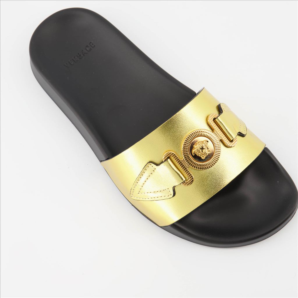 Offene schuhe Claquettes Medusa Versace Gold Femme