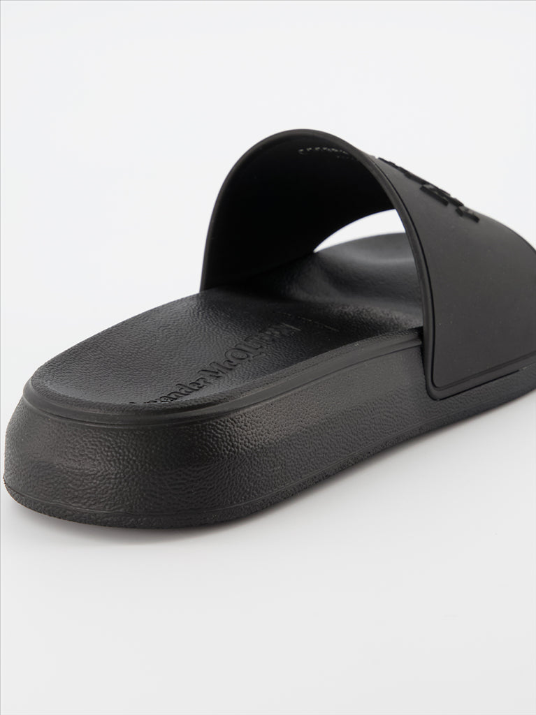 Sneakers Claquettes à logo Alexander McQueen Nero Femme