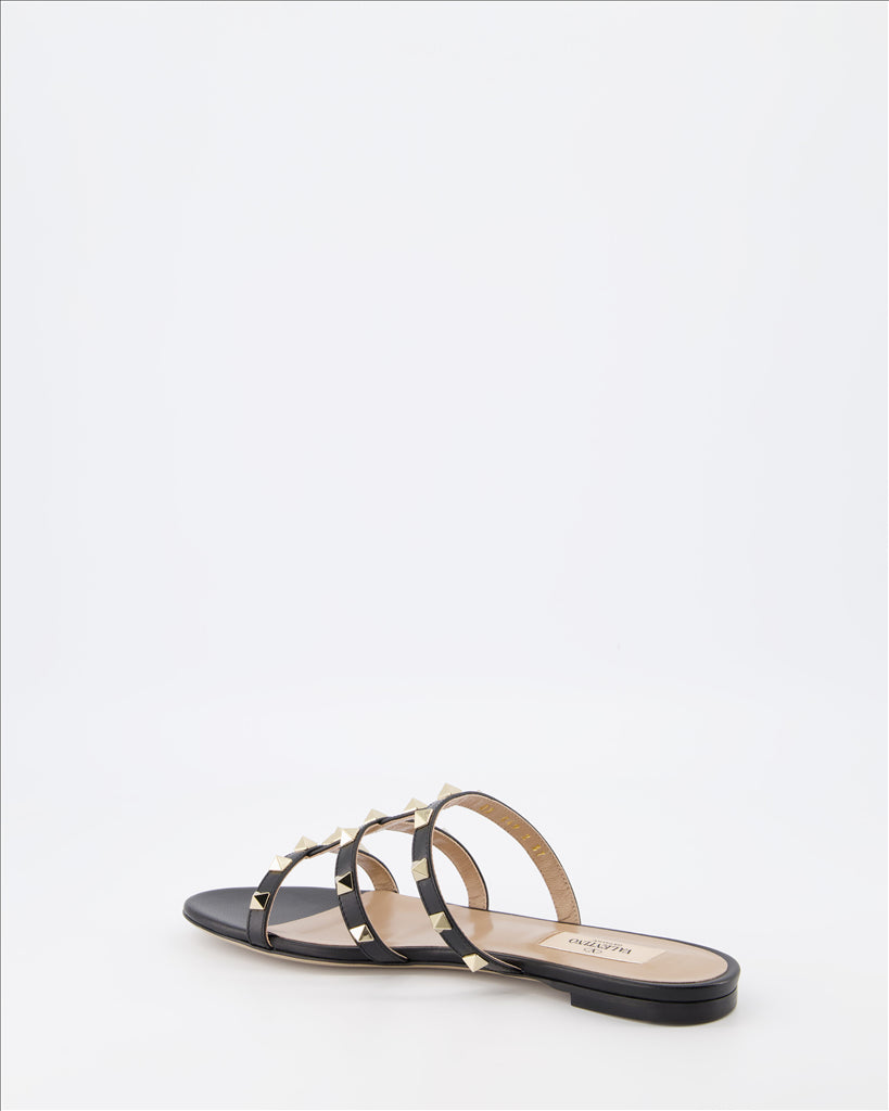 Chaussures ouvertes Claquettes Rockstud Valentino Garavani Noir Femme