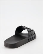 Elegante schuhe Claquettes Summer VLogo en caoutchouc kaki Valentino Garavani Schwarz Homme