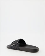 Elegante schuhe Claquettes Summer VLogo en caoutchouc kaki Valentino Garavani Schwarz Homme