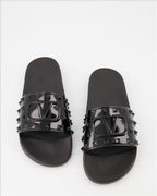 Elegante schuhe Claquettes Summer VLogo en caoutchouc kaki Valentino Garavani Schwarz Homme