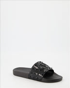 Elegante schuhe Claquettes Summer VLogo en caoutchouc kaki Valentino Garavani Schwarz Homme