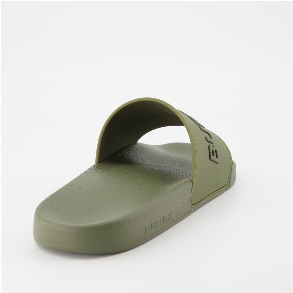 Open shoes Logo slides Burberry Green Man