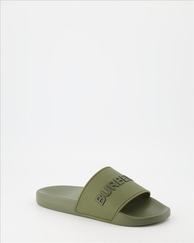 Open shoes Logo slides Burberry Green Man