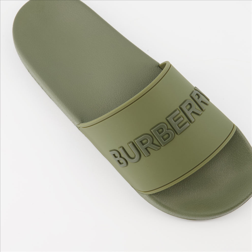 Open shoes Logo slides Burberry Green Man