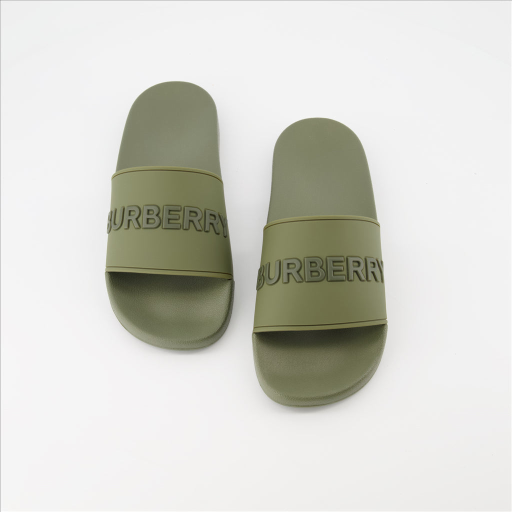 Open shoes Logo slides Burberry Green Man