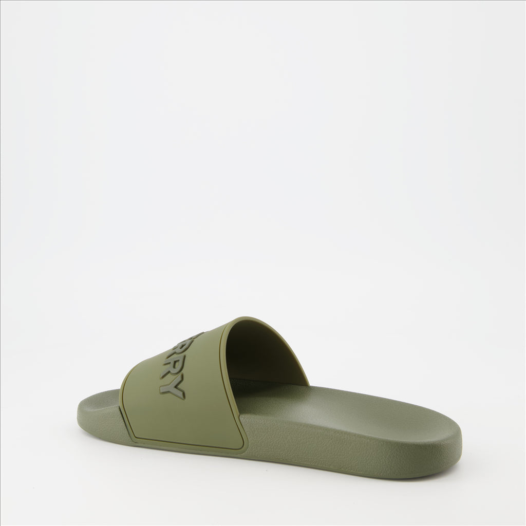 Open shoes Logo slides Burberry Green Man