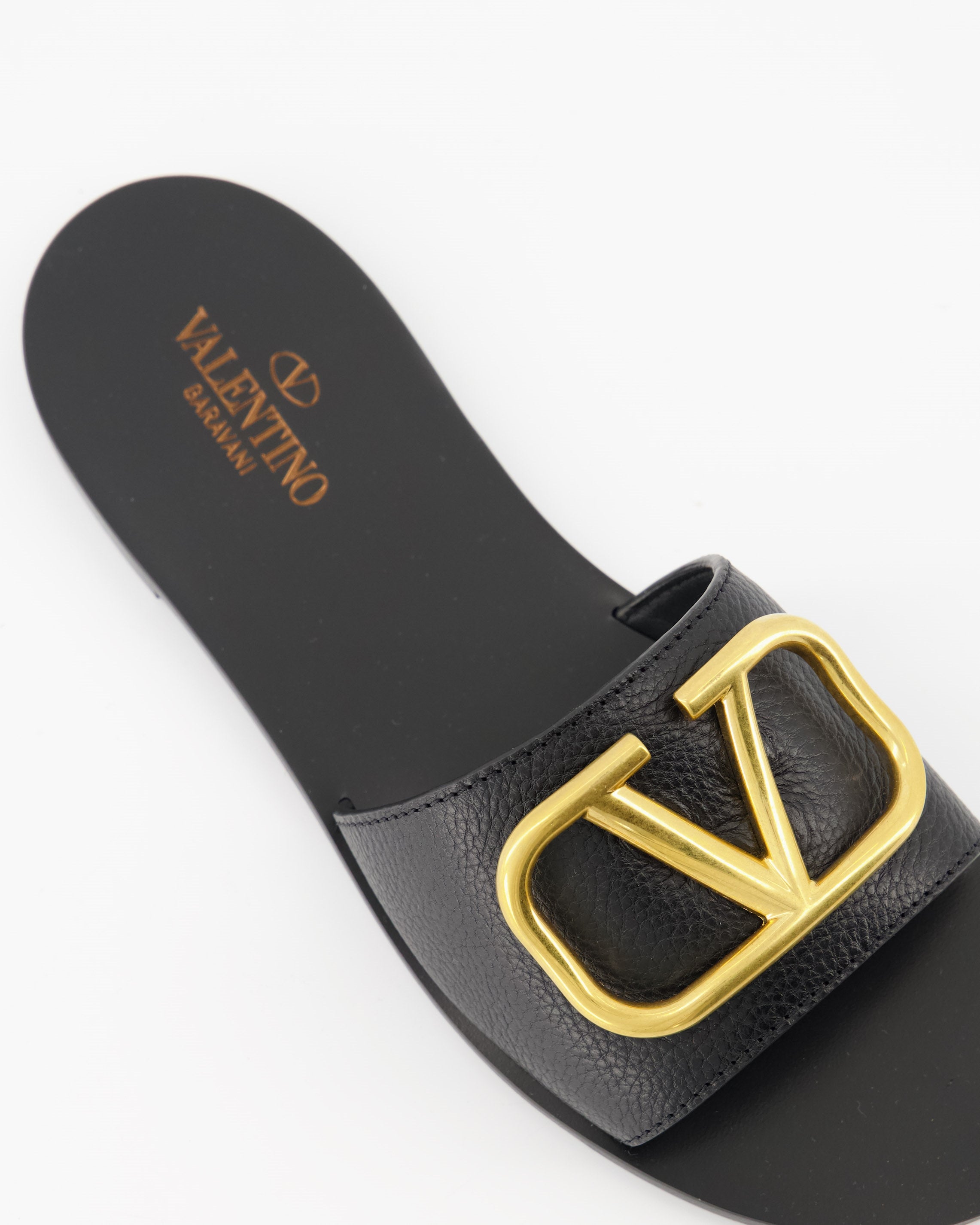 オープントゥシューズ Vロゴスライド Valentino Garavani 黒 女性