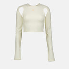 Crop top en soie beige