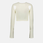 Crop top en soie beige