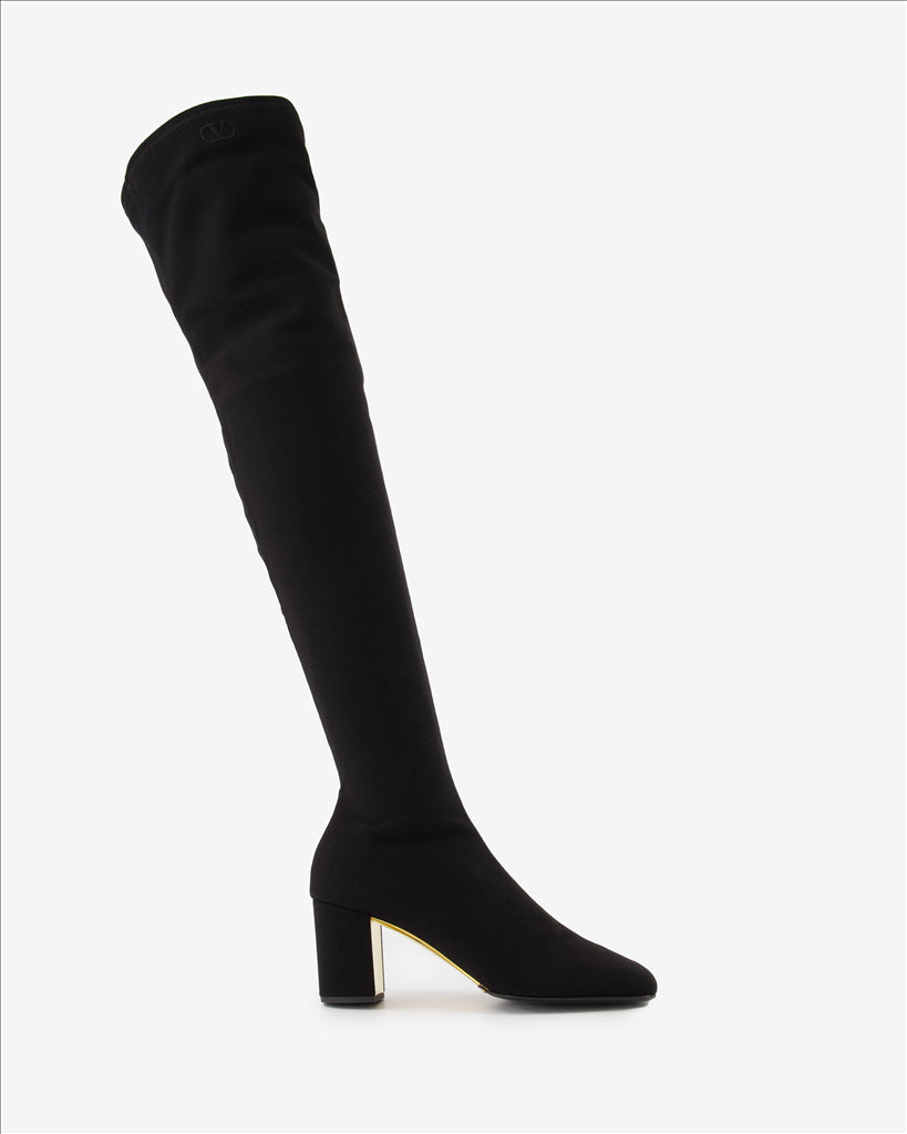 Velvet thigh-high boots