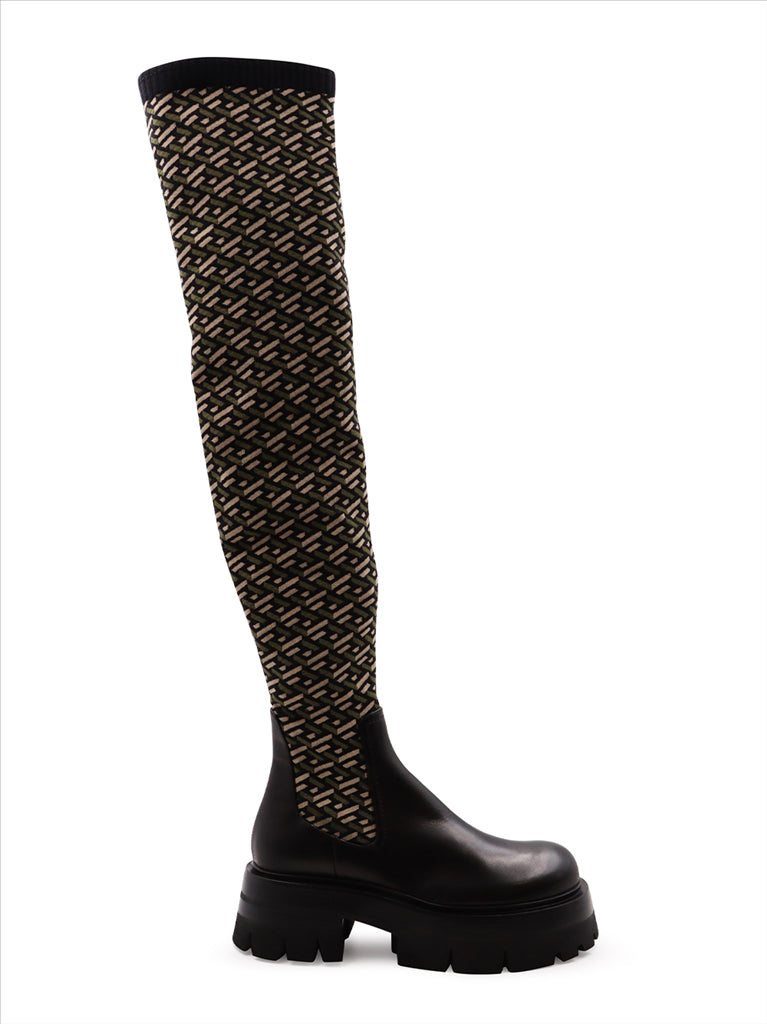 Bottes Cuissardes Leonidas Versace Vert Femme