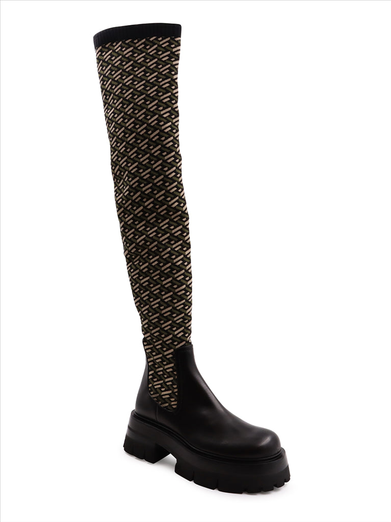 Bottes Cuissardes Leonidas Versace Vert Femme
