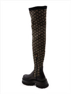 Bottes Cuissardes Leonidas Versace Vert Femme