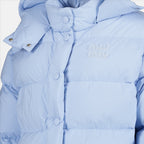 Manteaux Doudoune à capuche Miu Miu Bleu Femme