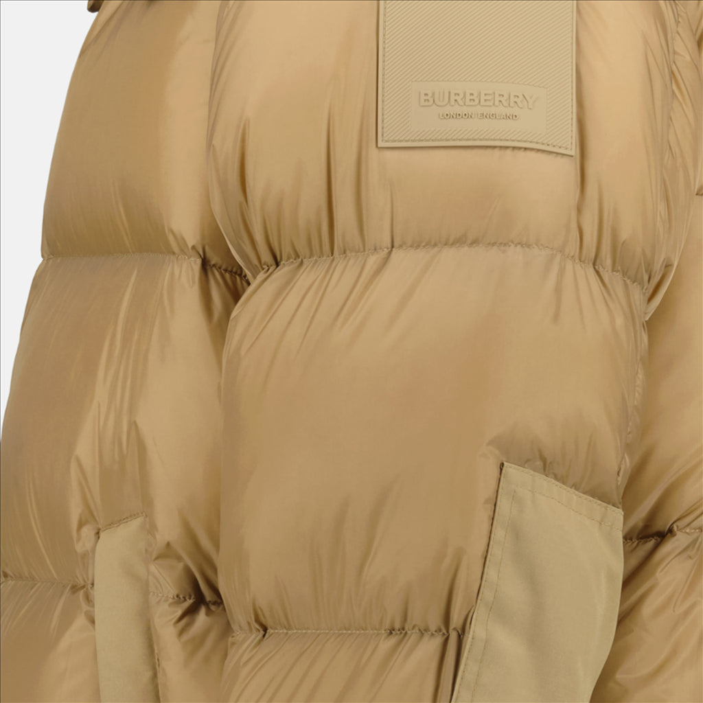 コート ロゴパッチダウンジャケット Burberry 茶色 男