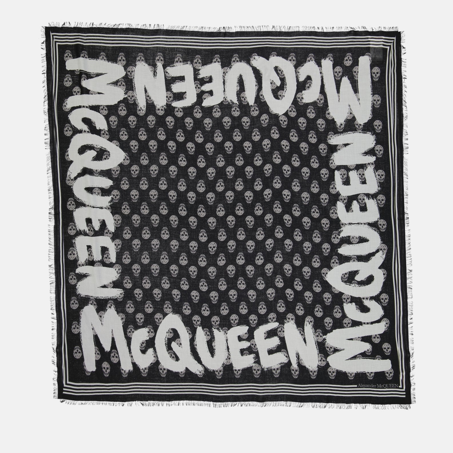 Écharpe Alexander McQueen Motif Crâne - Soie Perwinkle/Bleu - Neuve Avec étiquettes