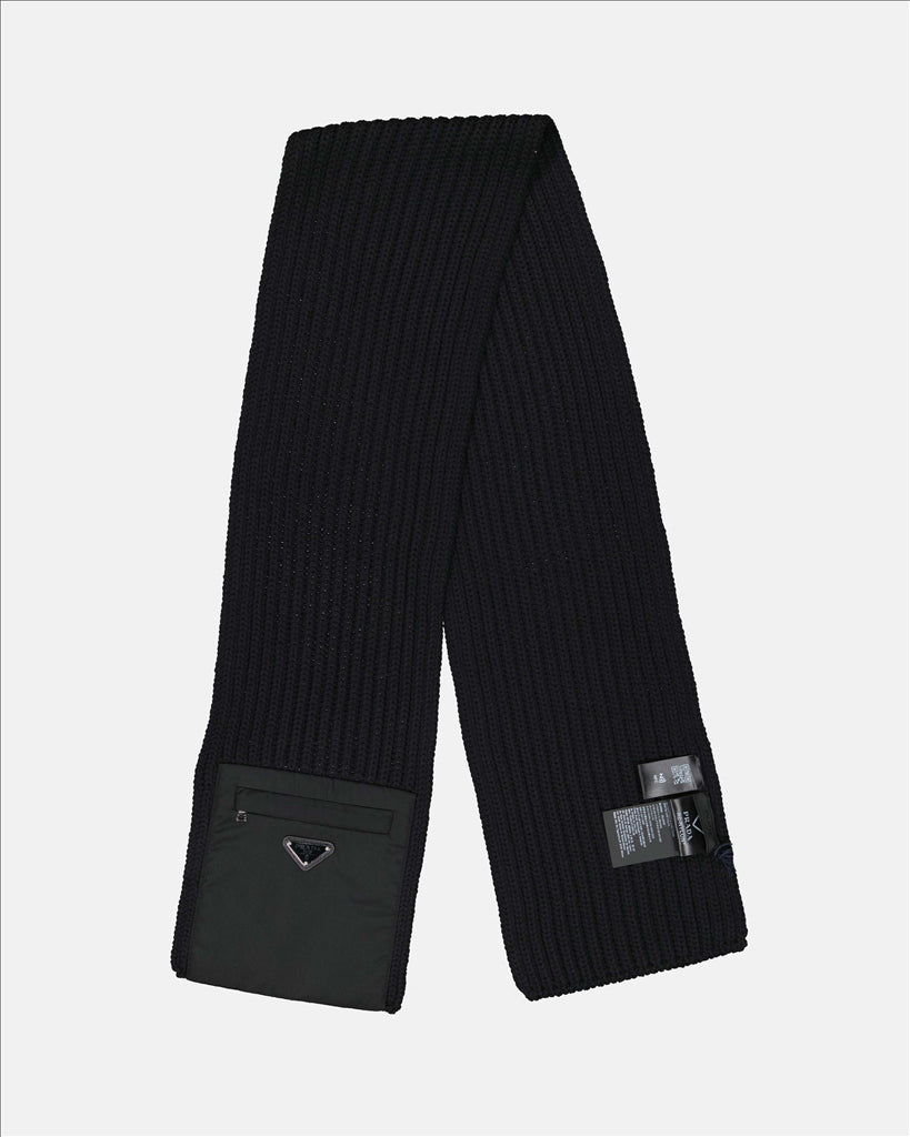Écharpes, foulards et gants Écharpe à logo triangle Prada Noir Homme