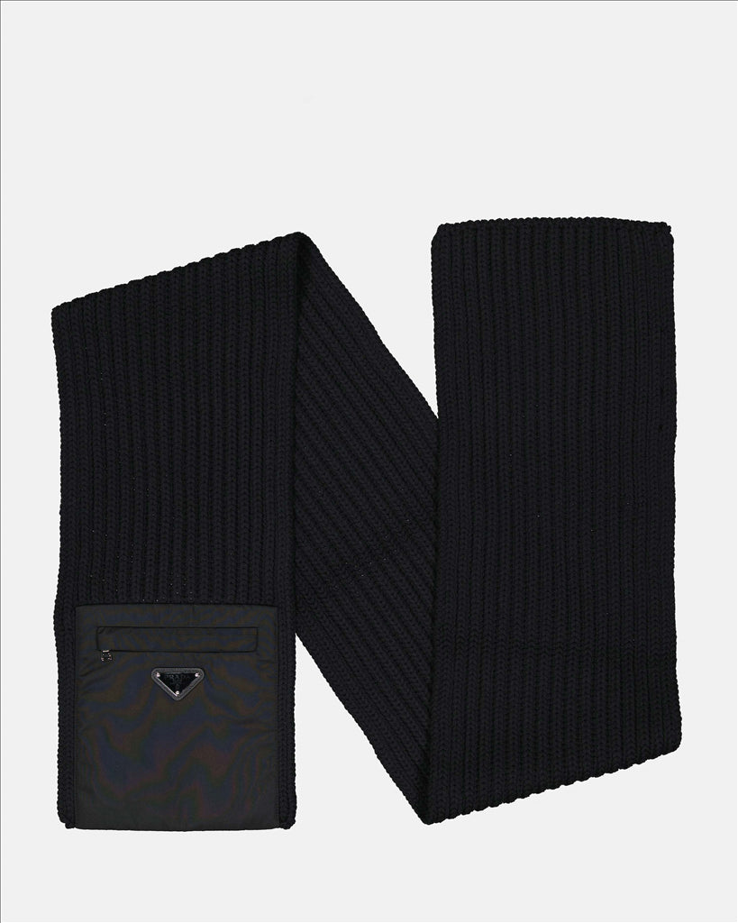 Écharpes, foulards et gants Écharpe à logo triangle Prada Noir Homme
