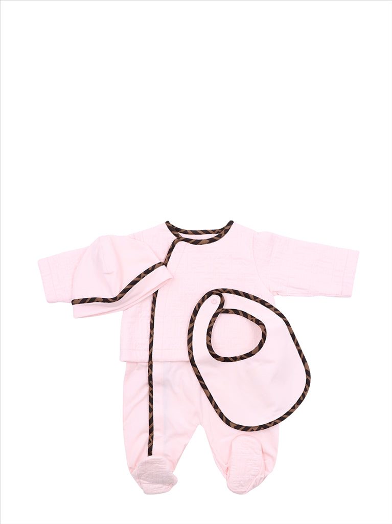 Ensemble grenouillère, bonnet et bavoir