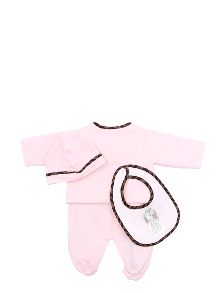 Vêtements Ensemble grenouillère, bonnet et bavoir Fendi Rose Enfants