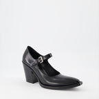 ヒール ブラッシュレザーパンプス Prada 黒 女性