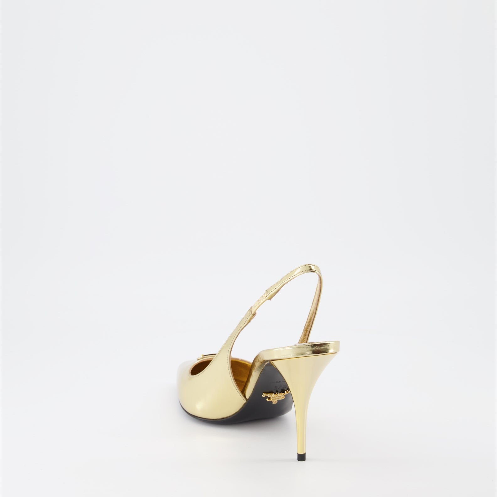Heels Leather pumps Prada Gold Women