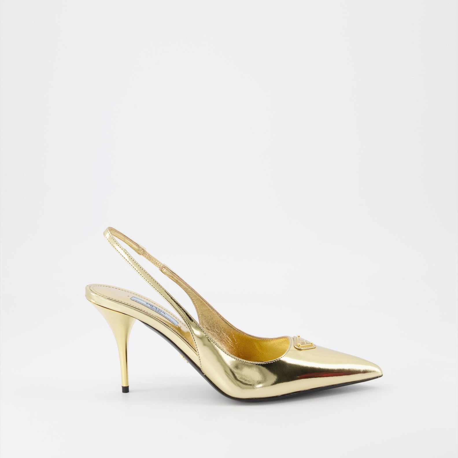 Heels Leather pumps Prada Gold Women