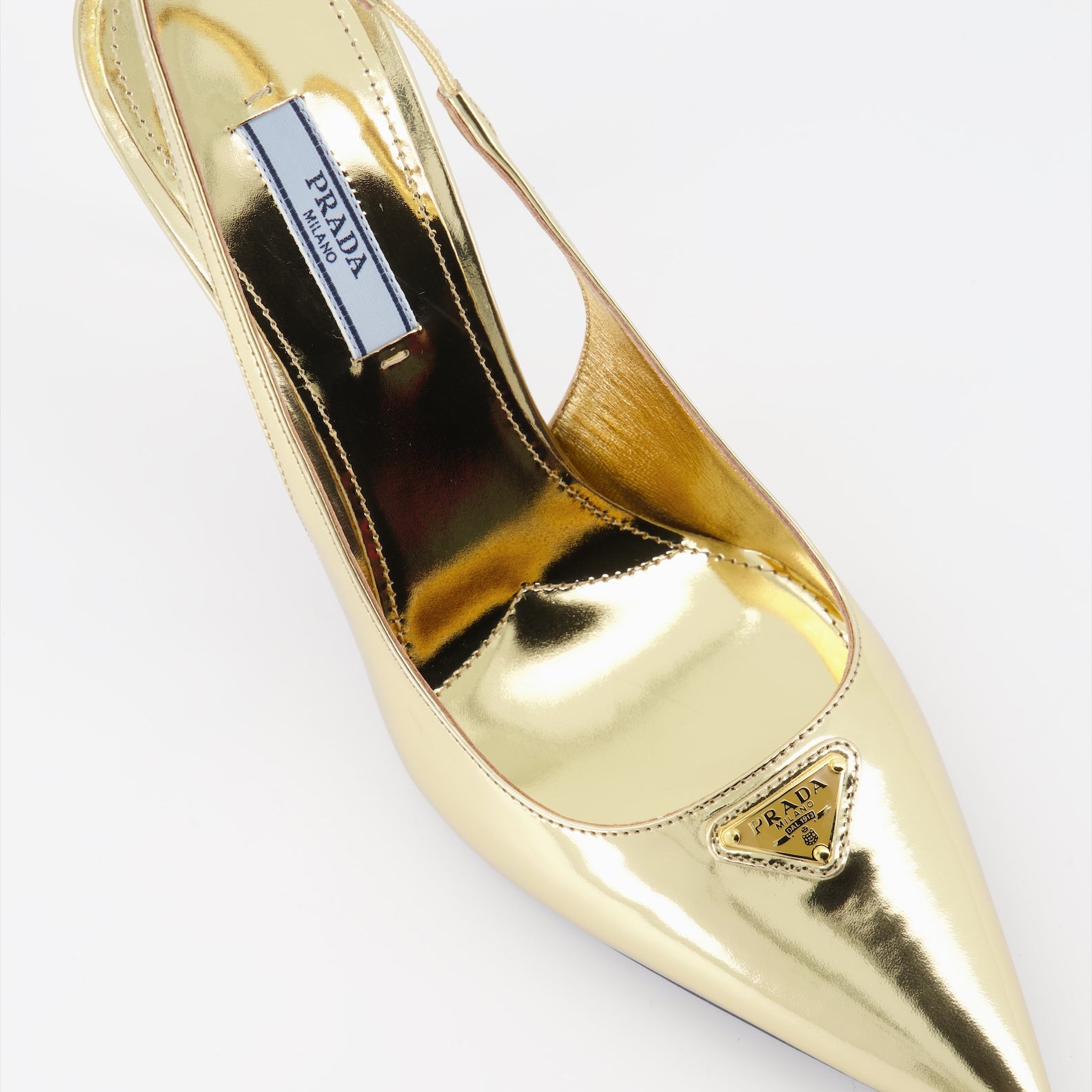Heels Leather pumps Prada Gold Women