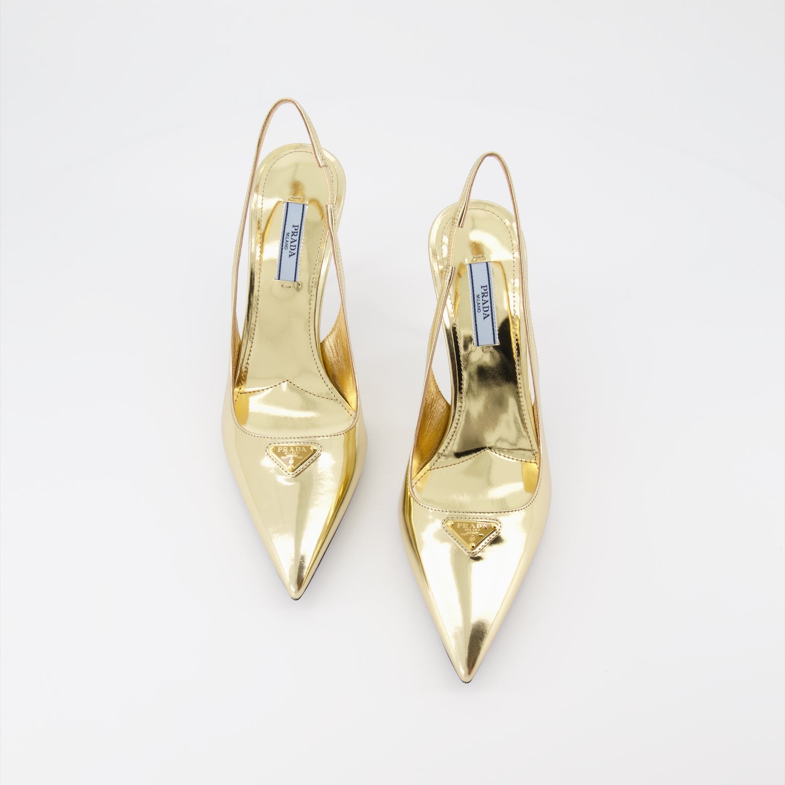 Heels Leather pumps Prada Gold Women