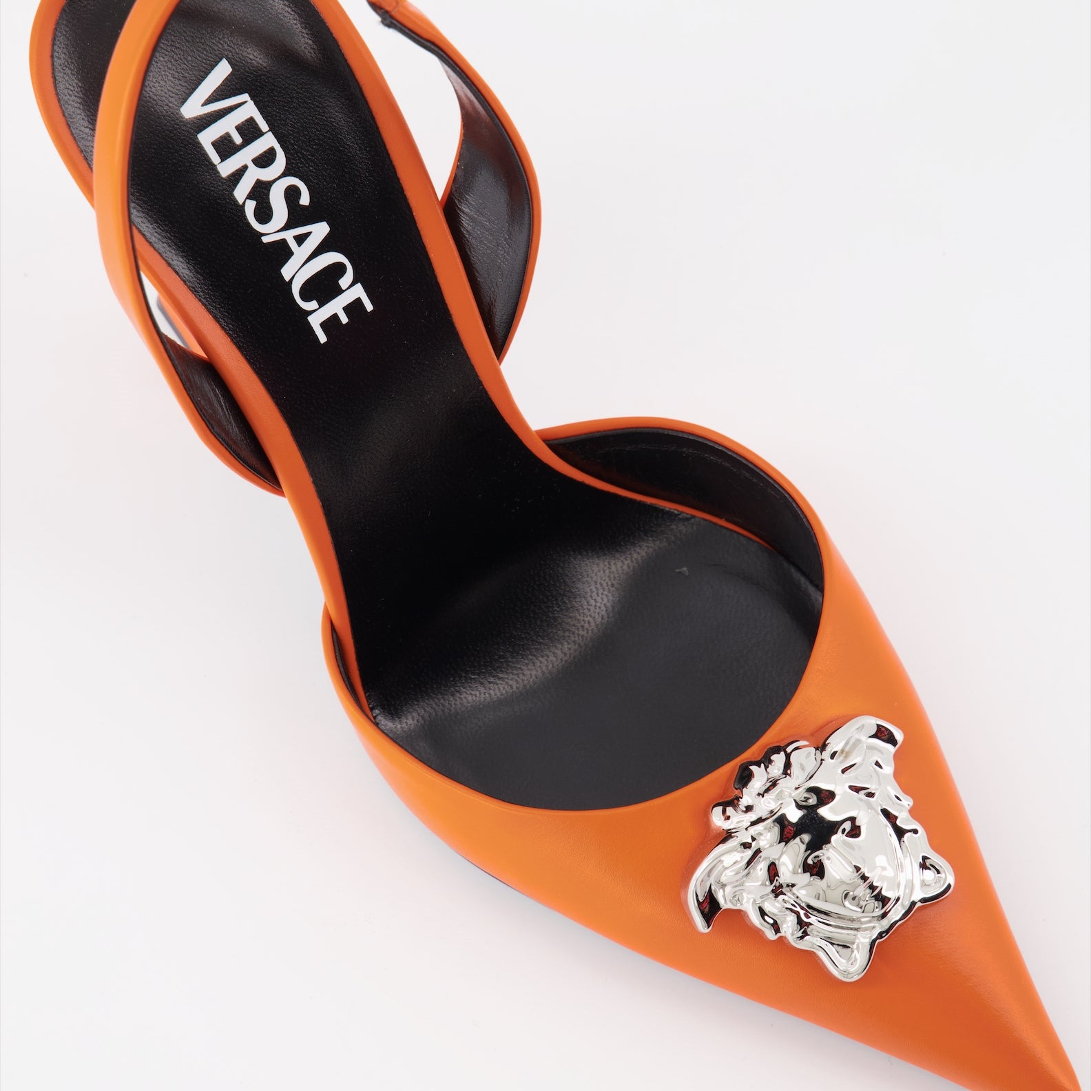 Orange Black Versace Pumps Versace Platform Sandal, Size 39 IT