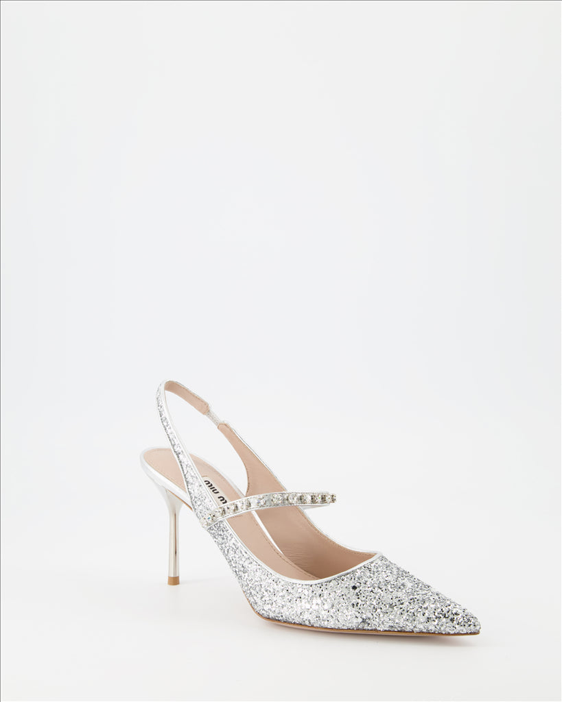 Pumps Escarpins pailletés Miu Miu Silber Femme