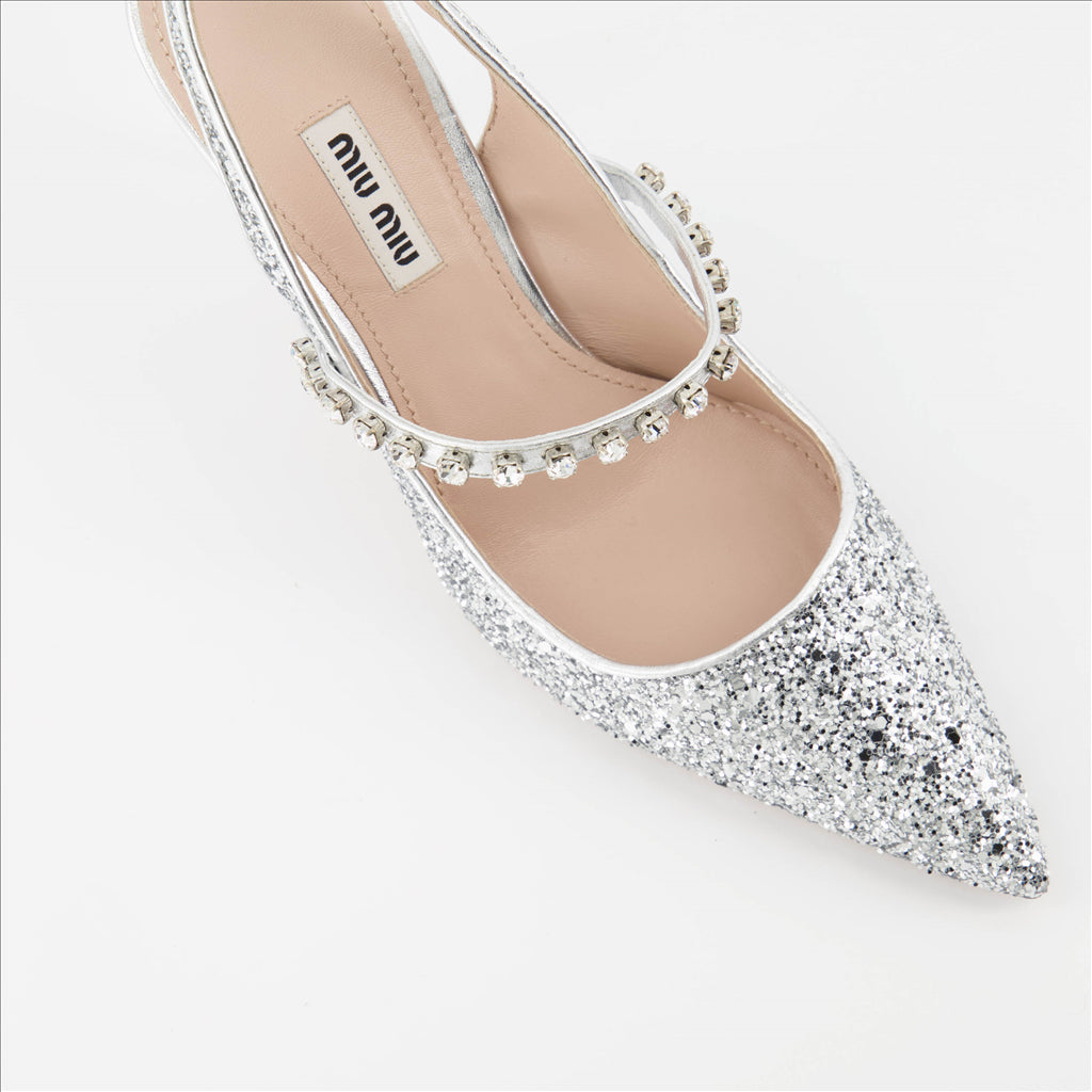 Pumps Escarpins pailletés Miu Miu Silber Femme