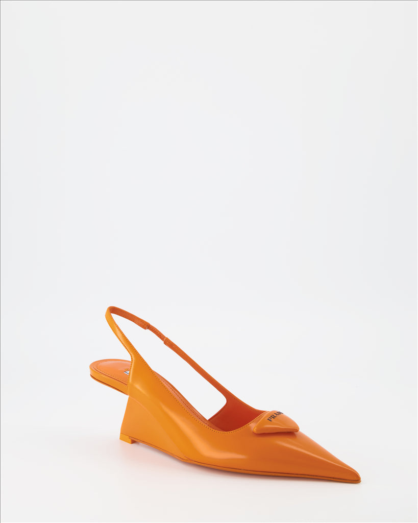 Baskets Escarpins Triangle Prada Orange Femme